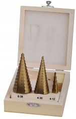 3PCS, SPIRAL STEP DRILL SET HSS TIN (4,4,6) PROLINE