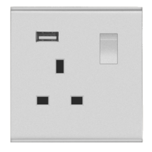 DURAGREEN GREY SINGLE SOCKET OUTLET WITH USB