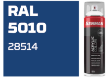 COLOR SPRAY, HIGH GLOSS GENTIAN BLUE, BENMAN, 400ml - RAL 5010 28514
