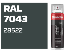 COLOR SPRAY, HIGH GLOSS TRAFFIC GREY B, BENMAN, 400ml - RAL 7043 28522