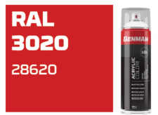 COLOR SPRAY, HIGH GLOSS RED, BENMAN, 400ml - RAL 3020 28620