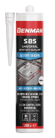 SEALANT, SANITARY, ACETOXY SILICONE, UNIVERSAL, S85, TRANSPARENT, 280ml, BENMAN 73174