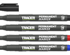 TRACER 4pc Pack of Permanent Markers – 2x Black, 1x Red & 1x Blue APMK1