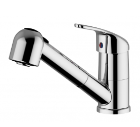 CHROME KITCHEN MIXER LOW SPOUT WITH PULL OUT SHOWER